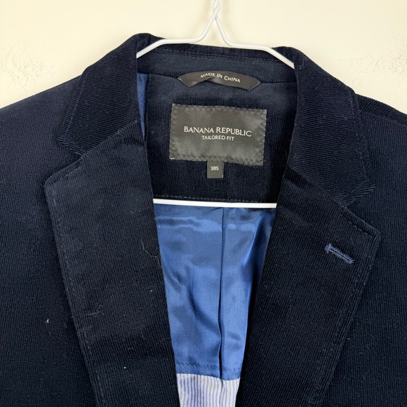 Banana Republic Blue Corduroy Blazer Men’s 38 Short Tailored Fit Sport Coat - Picture 3 of 7
